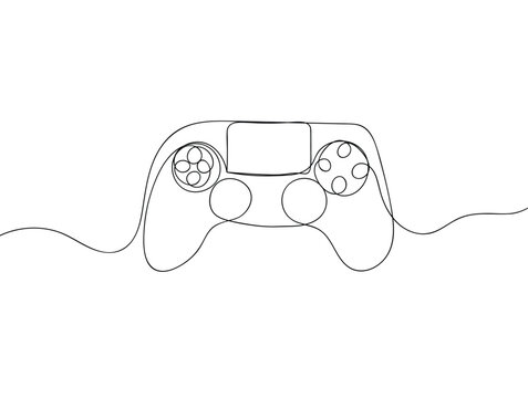 Continuous Line Art Game Controller. Joystick Gaming Minimalist Vector Design.