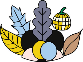 Monoline botanical gold drawings in soft earth tones