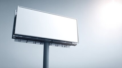 Obraz premium Blank Billboard Mockup on a Blue Sky Background, Ready for Advertising, Outdoor Advertising Structure