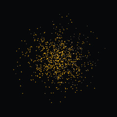 gold confetti burst isolated on black background