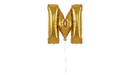 Golden m balloon floating