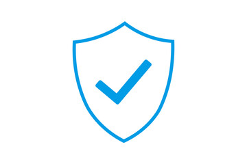 Obraz premium blue shield with check mark icon symbolizing security, trust, protection, verification, approval, and safety for digital and business use.