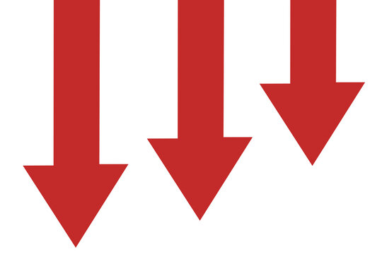 red downward arrows decline trend icon transparent background