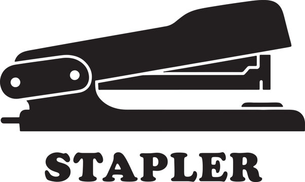 black and white image of a stapler office supply