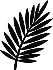 Obraz premium Palm tree leaf black silhouette isolated on transparent background vector icon design element for web and print applications