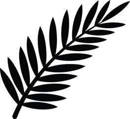 Obraz premium Black silhouette fern leaf or palm frond icon isolated on transparent background vector illustration for natural decor