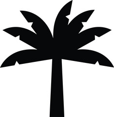Obraz premium Silhouette of palm tree with large fronds on transparent background, tropical vacation and summer symbol.