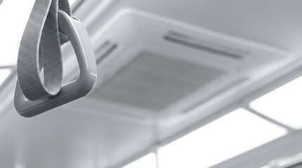 Modern Public Transport Grab Handle Close-up