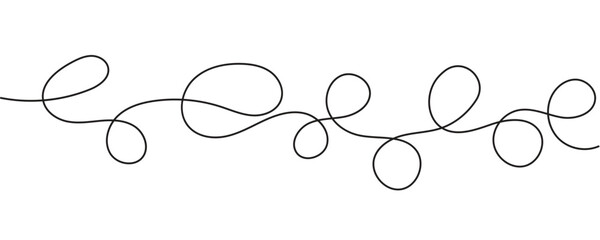 Abstract continues line art on isolated transparent background 