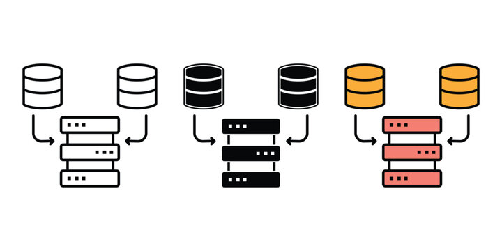 Data Merge Icon Design set multiple style collection.