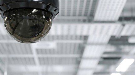 Modern CCTV Security Camera Dome in Commercial Building Interior