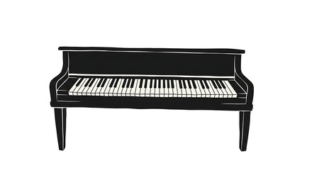 Fototapeta premium Grand Piano Illustration with Open Lid and Visible Strings on Legs