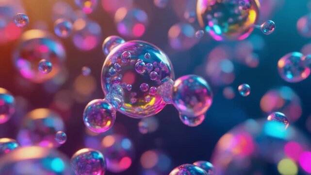 8K Abstract Video of Colorful Nano Bubbles Merging Fluidly in Slow Motion 2026