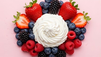 Delightful berry dessert with whipped cream