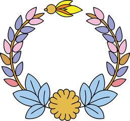 Gold outline botanical wreath for modern thanksgiving design