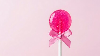 Single pink lollipop with bow