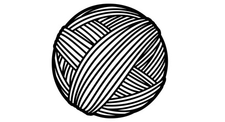 Detailed Line Art of a Ball of Wool