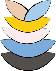 Minimalist stacked leaf shapes in luxurious gold foil