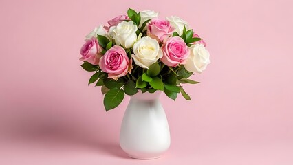 Elegant bouquet of pink and white roses