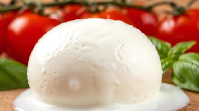Fresh Italian Mozzarella Di Bufala With Tomatoes And Basil.