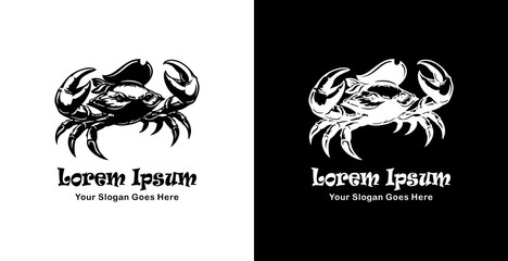 Fototapeta premium Logo design in the form of a crab wearing a pirate hat