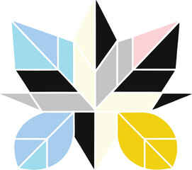 Bold minimal geometry with gold leaf mosaic shapes