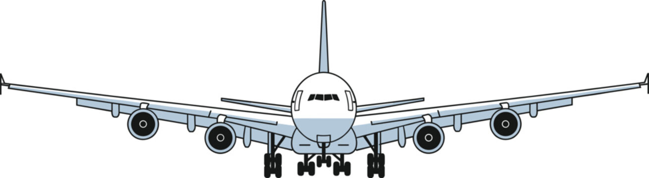 Double deck super jumbo passenger jet aircraft vector illustration