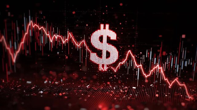 Global economic collapse dollar symbol digital finance crisis