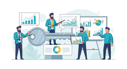 Business Team Analyzing Financial Growth Charts and Data.