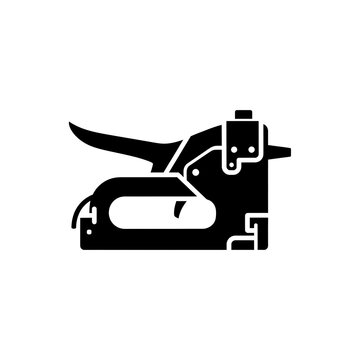 Black stapler office supply icon graphic.