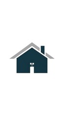 Fototapeta premium Simple Dark Blue House Icon.
