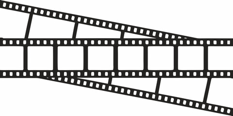Fototapeta premium Film strips overlapping on a white background creating a visual pattern