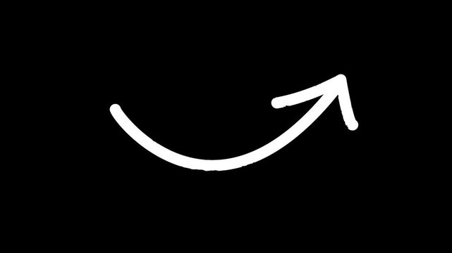 Sketched white arrow pointing up right motion graphic with organic wiggle effect, ideal for educational videos, digital whiteboard tutorials, and creative storytelling.
