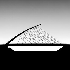 Fototapeta premium Modern cable-stayed bridge silhouette landscape.