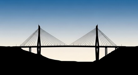 Obraz premium Silhouette of modern cable-stayed bridge.