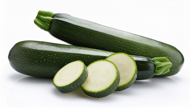fresh zucchini and slices isolated on white background a healthy and versatile vegetable for culinary creations