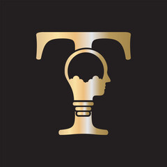 Initial Idea Logo combine with letter T vector template