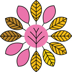 Thanksgiving design with gold foil radial leaf pattern