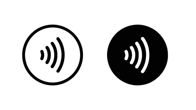 Vector illustration of, on transparent background, a set of contactless payment, NFC wireless signal icons