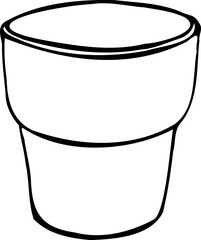 Vector line illustration of Empty flower pot isolated on a white background.
