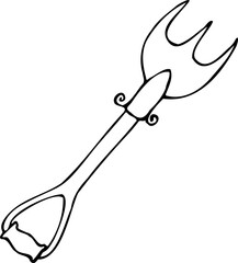 Vector line illustration of a hand drawn vector rake isolated on a white background.