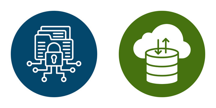 Data security and cloud storage icons isolated on transparent background