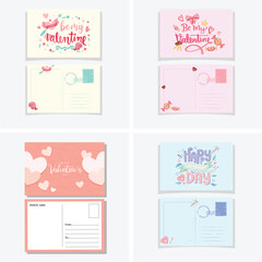 Valentines Day Postcard Card Design Set