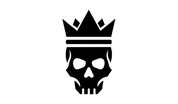 Minimal skull crown silhouette icon vector for logo and emblem design