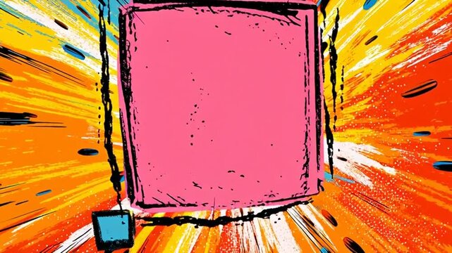 Vibrant Pop Art Comic Book Background with Pink Square