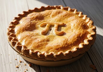 Freshly baked pie with pi symbol on top