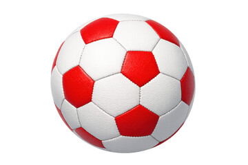 Fototapeta premium Red and white soccer ball on transparent background, symbolizing sport, competition, and international games