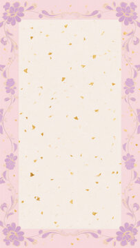 Natural Beige Purple Pink Gold Border Japanese Chinese Xuan Paper Texture for Banner Background. Rice Paper for Chinese Calligraphy or Painting