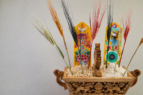 Chemar box offering grains for tibetan losar celebration