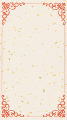 Natural Beige Red Gold Border Japanese Chinese Xuan Paper Texture for Banner Background. Rice Paper for Chinese Calligraphy or Painting